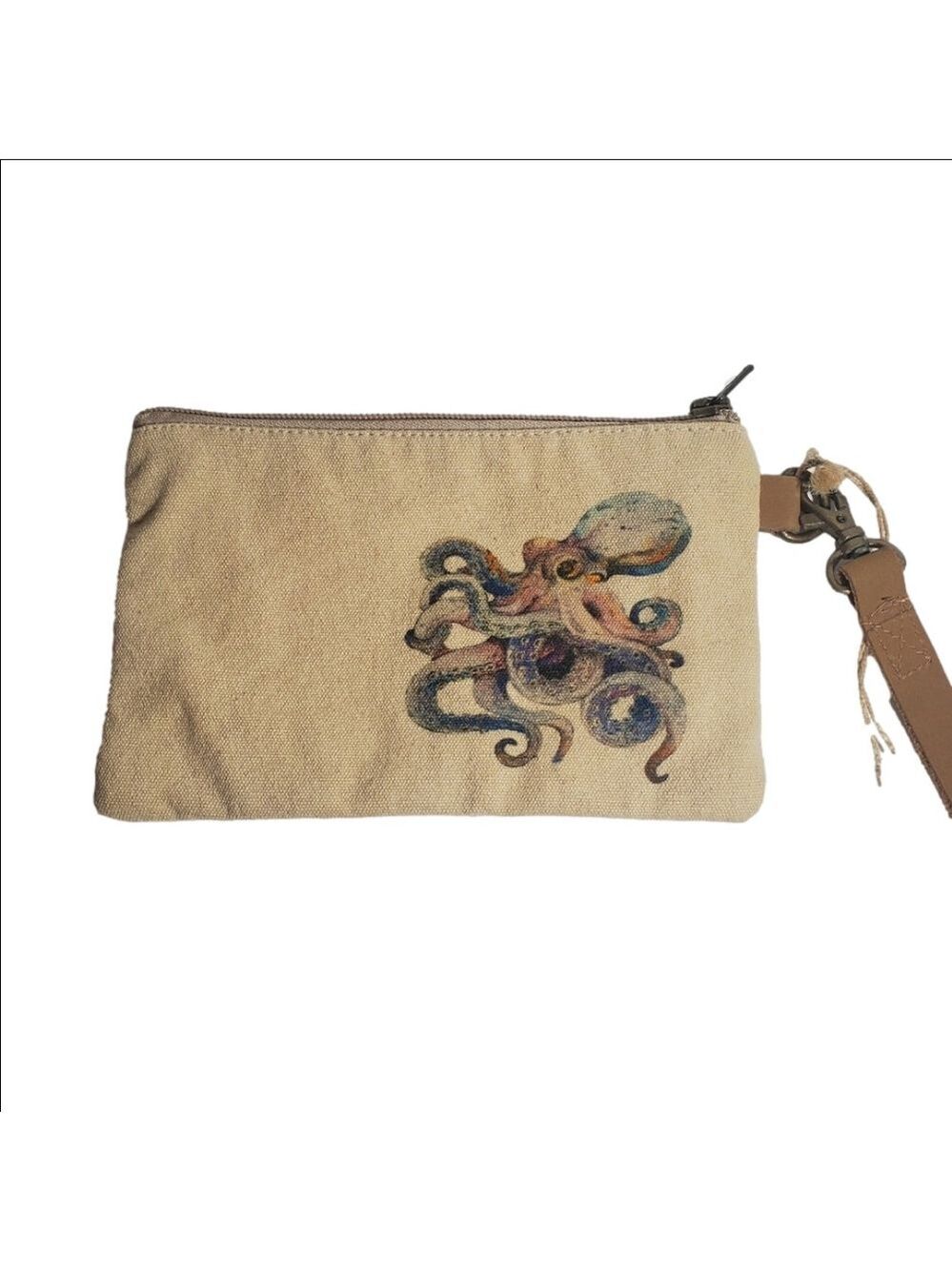 COTT N CURLS Octopus - Wristlet Wallet, Makeup Bag, Phone Purse with Leather NWT - Picture 3 of 9